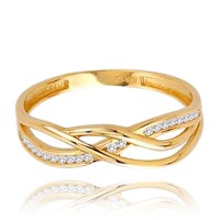 MINET Zlatý zapletený prsten s bílými zirkony Au 585/1000 vel. 58 - 1,50g