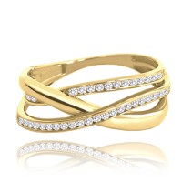 MINET Zlatý zapletený prsten s bílými zirkony Au 585/1000 vel. 58 - 2,65g