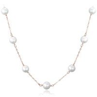 MINET Rose gold stříbrný náhrdelník s přírodními perlami Ag 925/1000 12,15g