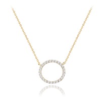 MINET Zlatý náhrdelník kroužek s bílými zirkony Au 585/1000 2,05g