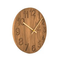 VLAHA Dřevěné hodiny OAK vyrobené v Čechách se zlatými ručkami ⌀34cm