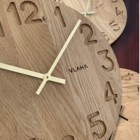 VLAHA Dřevěné hodiny OAK vyrobené v Čechách se zlatými ručkami ⌀34cm
