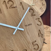 VLAHA Dřevěné hodiny OAK vyrobené v Čechách se stříbrnými ručkami ⌀34cm