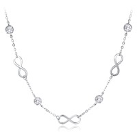 MINET Stříbrný náhrdelník nekonečno s bílými zirkony