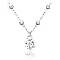 MINET Stříbrný náhrdelník s kuličkami s bílým zirkonem