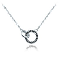 MINET Stříbrný náhrdelník KROUŽEK s černými zirkony