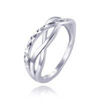 MINET Překřížený stříbrný broušený prsten vel. 53