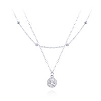 MINET Dvojitý stříbrný náhrdelník s bílými zirkony