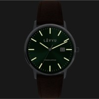 LAVVU Zelené pánské hodinky se safírovým sklem Copenhagen Titanium Green