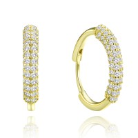 MINET Luxusní pozlacené stříbrné náušnice s bílými zirkony