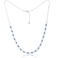 MINET Elegantní stříbrný náhrdelník s modrými zirkony