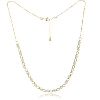 MINET Elegantní pozlacený stříbrný náhrdelník s bílými zirkony