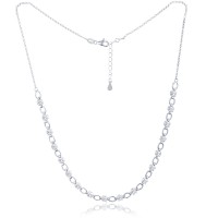 MINET Elegantní stříbrný náhrdelník s bílými zirkony