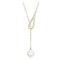 MINET Pozlacený stříbrný náhrdelník s přírodní perlou