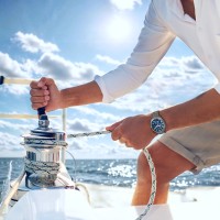 LAVVU Pánské titanové hodinky PILOT Chronograph Deep Blue 100M Sapphire