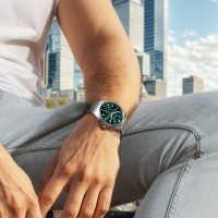 LAVVU Pánské titanové hodinky PILOT Chronograph Emerald Green 100M Sapphire
