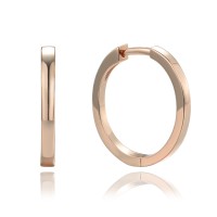 MINET Rose gold stříbrné náušnice hranaté kruhy 2 cm