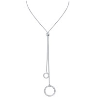 MINET Moderní stříbrný náhrdelník visící kruhy se zirkony Ag 925/1000 11,30g
