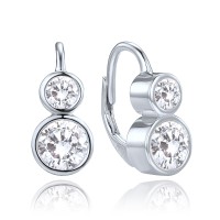 MINET Elegantní stříbrné náušnice s bílými zirkony