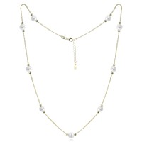 MINET Pozlacený stříbrný náhrdelník s přírodními perlami