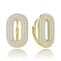 MINET Luxusní pozlacené stříbrné náušnice s bílými zirkony