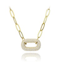 MINET Luxusní pozlacený stříbrný náhrdelník s bílými zirkony