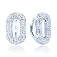 MINET Luxusní stříbrné náušnice s bílými zirkony