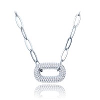 MINET Luxusní stříbrný náhrdelník s bílými zirkony
