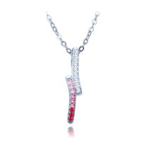 MINET Luxusní stříbrný náhrdelník s bílými, červenými a růžovými zirkony