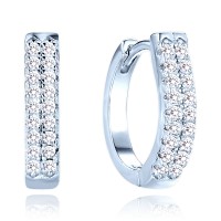 MINET Luxusní stříbrné náušnice s bílými zirkony