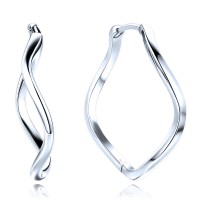 MINET Moderní stříbrné kroucené náušnice kroužky