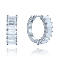 MINET Luxusní stříbrné náušnice s bílými zirkony