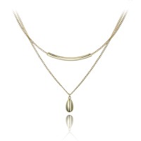 MINET Elegantní pozlacený dvojitý stříbrný náhrdelník