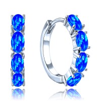 MINET Stříbrné náušnice s modrými opálky