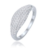 MINET Stříbrný prsten kapka s bílými zirkony vel. 58