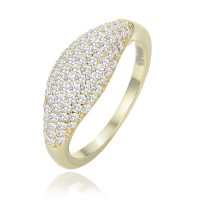 MINET Stříbrný pozlacený prsten kapka s bílými zirkony vel. 56