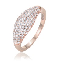 MINET Stříbrný Rosegold prsten kapka s bílými zirkony vel. 54
