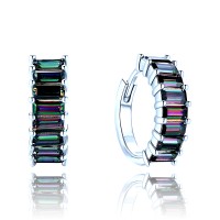 MINET Luxusní stříbrné náušnice se zirkony s povrchovou úpravou