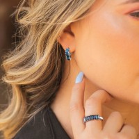 MINET Luxusní stříbrné náušnice se zirkony s povrchovou úpravou