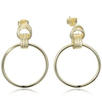 MINET Moderní pozlacené stříbrné náušnice kruhy