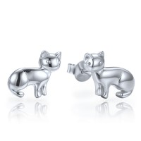MINET Stříbrné náušnice kočky