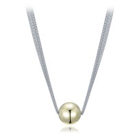 MINET Elegantní dvoubarevný stříbrný náhrdelník se třemi řetízky s kuličkou Ag 925/1000 10,70g