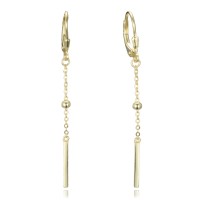MINET Pozlacené řetízkové stříbrné visací náušnice s kuličkami a tyčkami