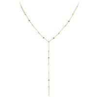MINET Pozlacený stříbrný náhrdelník s tyčkami, kuličkami a visícím řetízkem