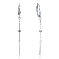 MINET Řetízkové stříbrné visací náušnice s kuličkami a tyčkami