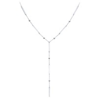 MINET Elegantní stříbrný náhrdelník s tyčkami, kuličkami a visícím řetízkem