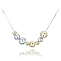 MINET Elegantní stříbrný náhrdelník se stříbrnými a pozlacenými kuličkami