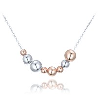 MINET Elegantní stříbrný náhrdelník se stříbrnými a Rosegold kuličkami