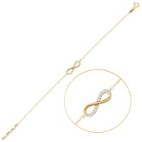 MINET Elegantní zlatý náramek nekonečno s bílými zirkony Au 585/1000 1,15g