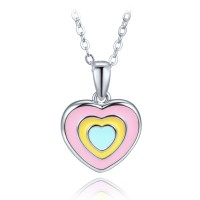 MINET Dětský stříbrný náhrdelník duhové srdce